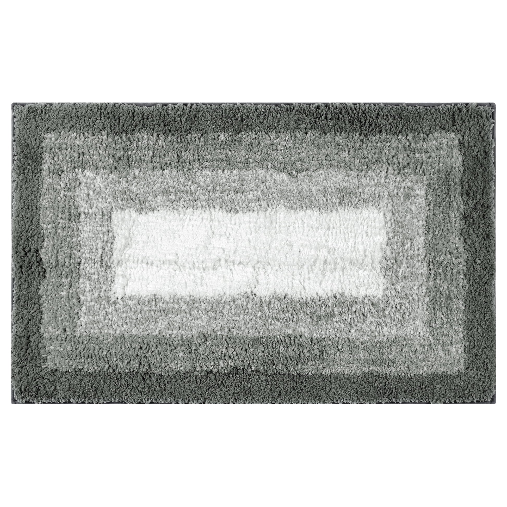 Unique Bargains Absorbent Bath Rug Non-Slip Plush Shaggy Bath Carpet Bath Mats Gray Geometry Rectangle 20" x 32"