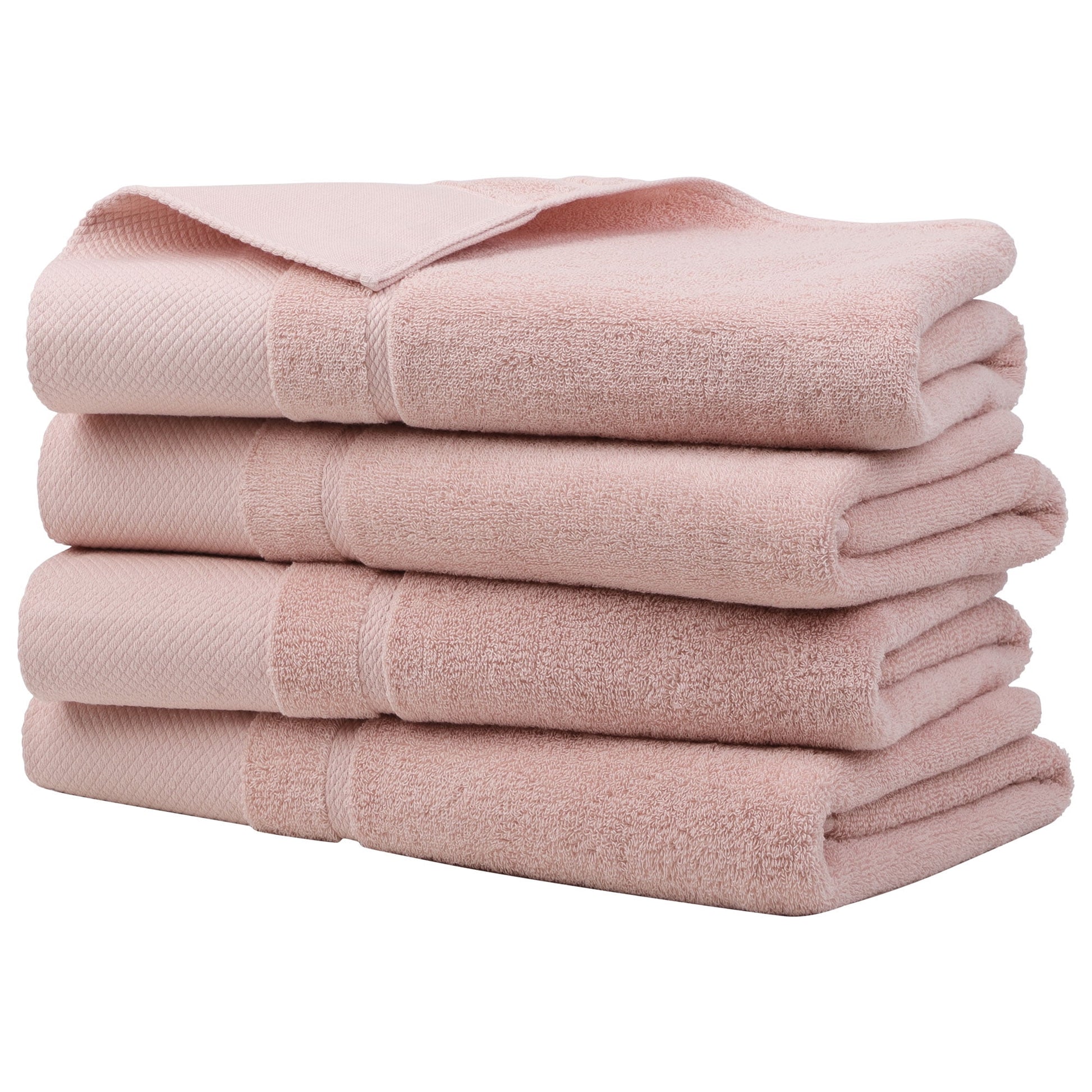 Unique Bargains Bath Towel Set 27" x 54" Soft 100% Combed Cotton 600 GSM Luxury Towels 4 Misty Rose
