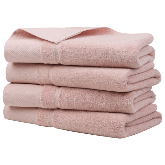 Unique Bargains Bath Towel Set 27" x 54" Soft 100% Combed Cotton 600 GSM Luxury Towels 4 Misty Rose