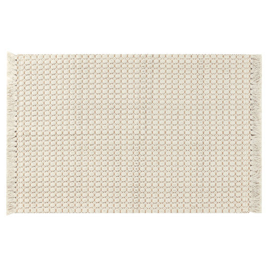 Unique Bargains Boho Bathroom Rug Woven Texture Rug for Bedroom Throw Rug with Fringe Beige 20" x 32"