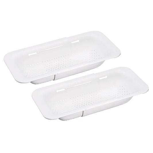 Unique Bargains Collapsible Colander Over the Sink Drain Food Strainer Colander Basket Set White