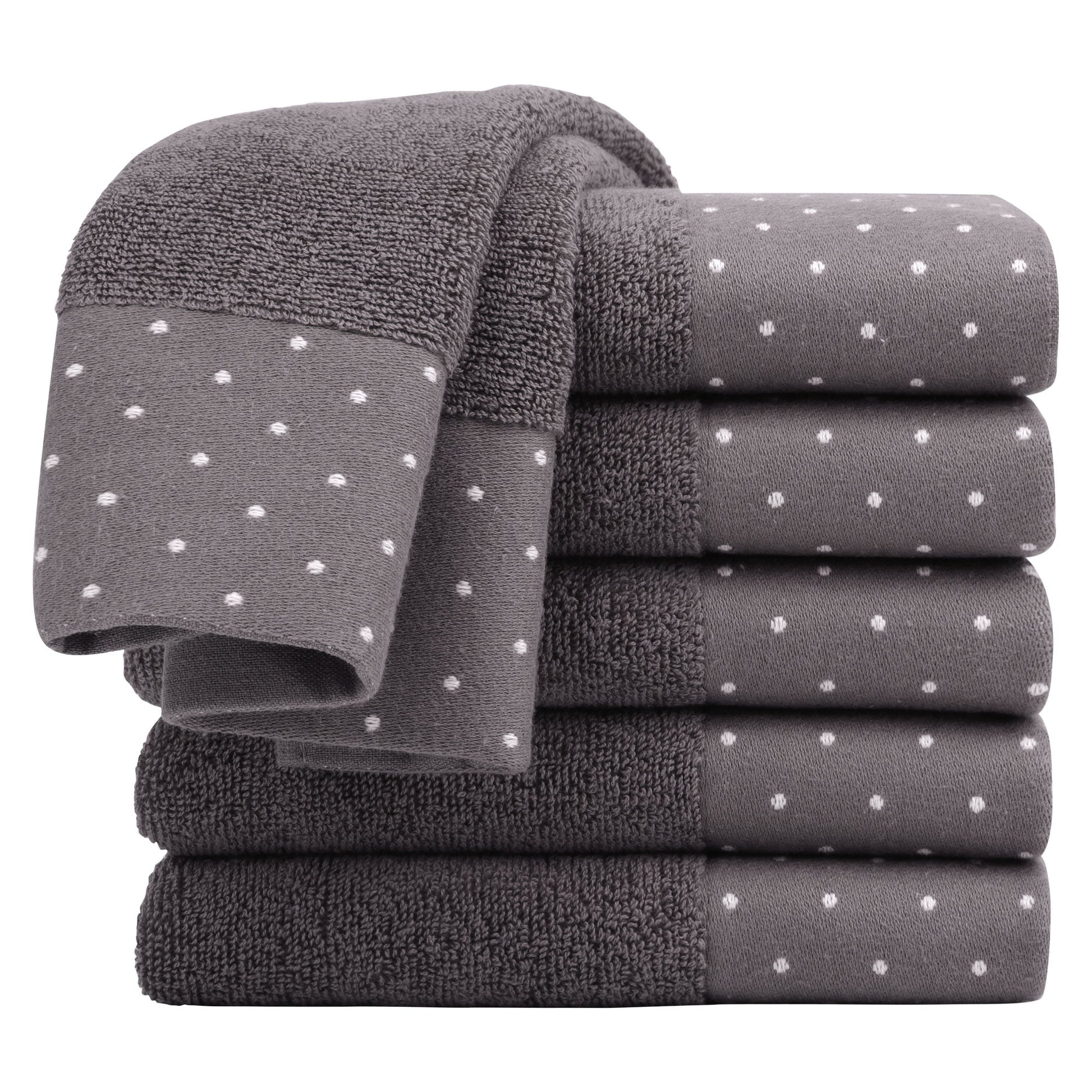 Unique Bargains Cotton 600 GSM Absorbent Hand Towel Set 14" x 30" Taupe Gray 6 Pcs