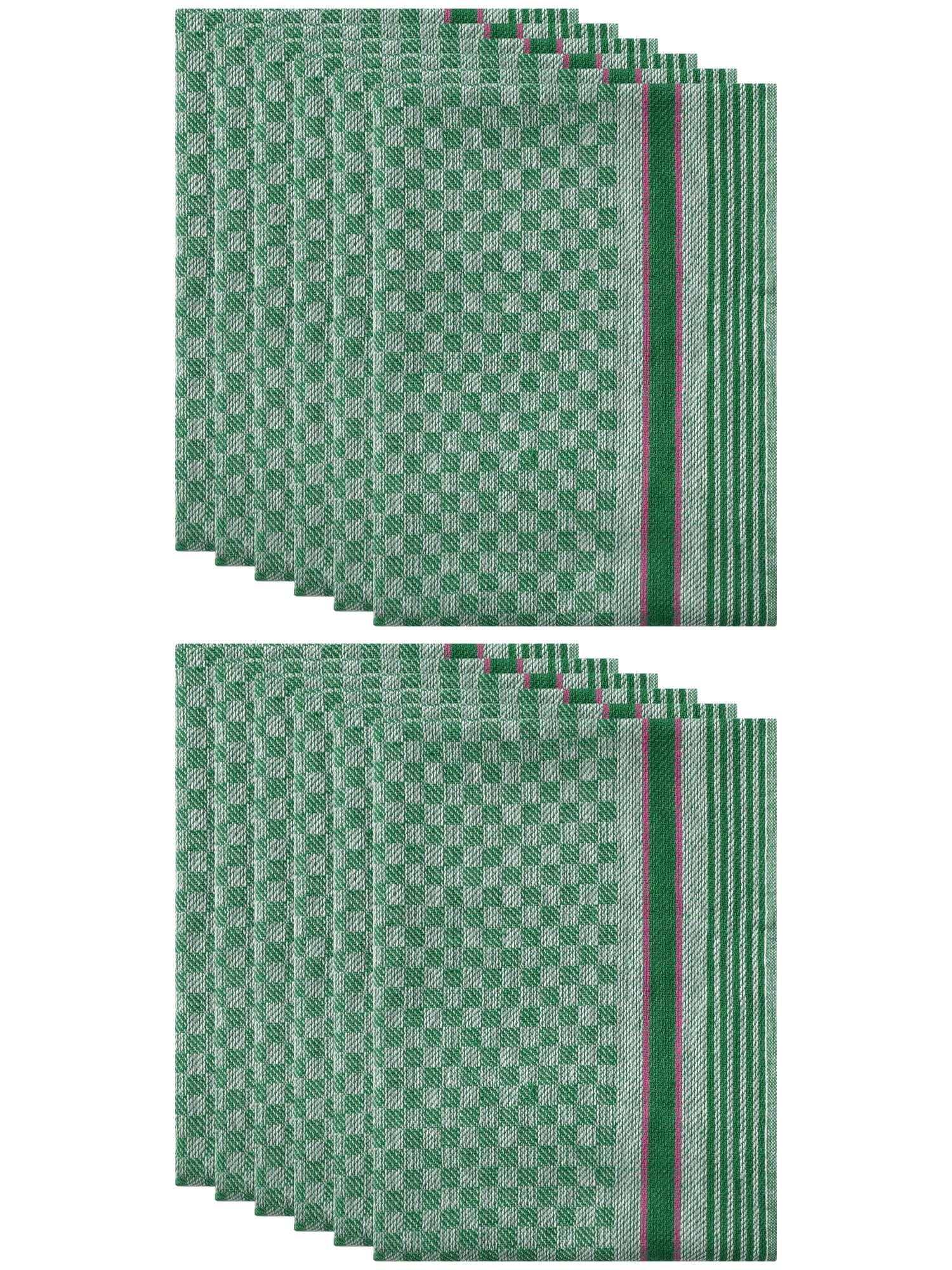 Unique Bargains Cotton Soft Waffle Weave Kitchen Dishcloths 15" x 25" Green 12 Pack