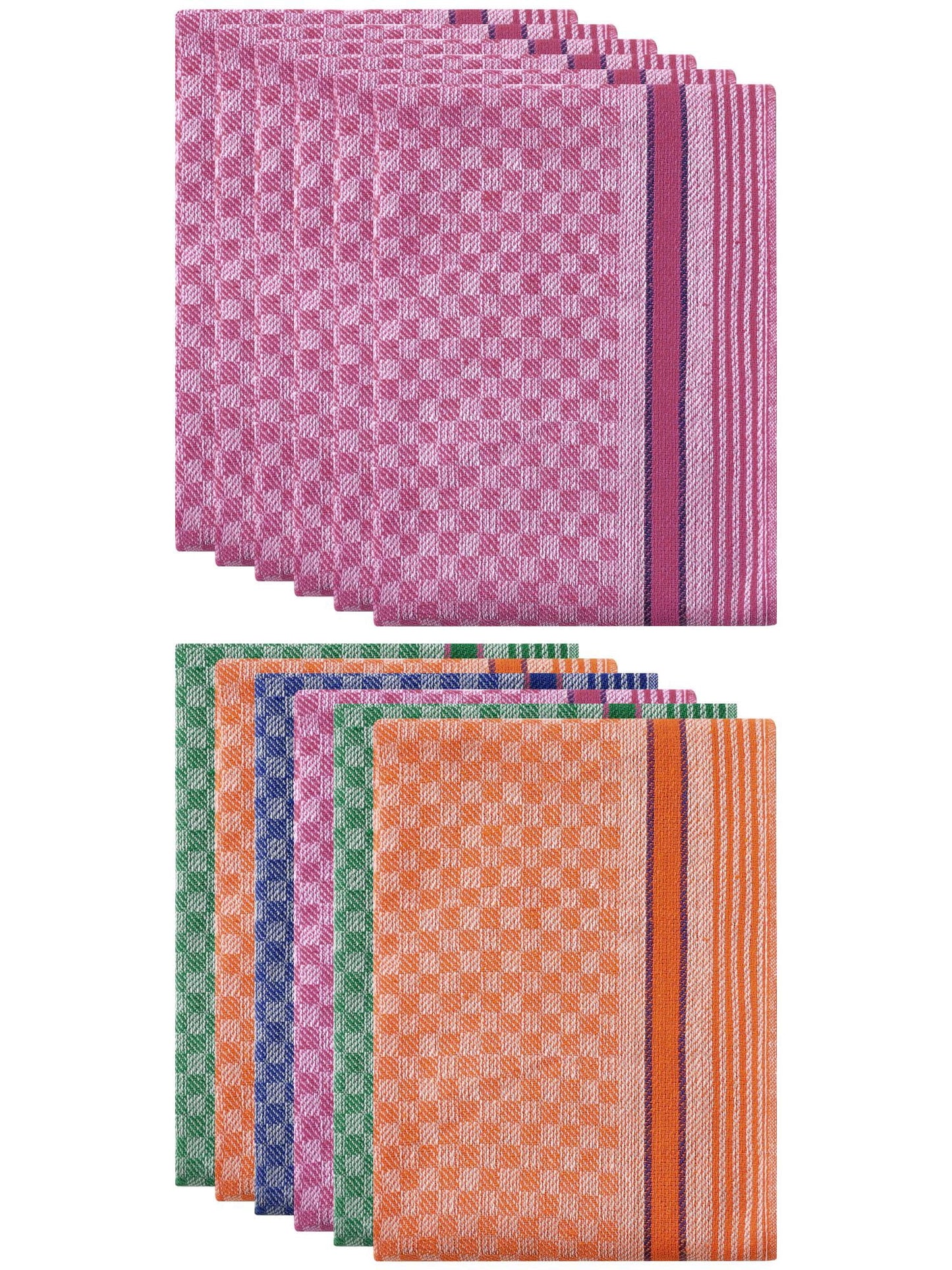 Unique Bargains Cotton Soft Waffle Weave Kitchen Dishcloths 15" x 25" Multicolor Pink
