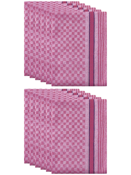 Unique Bargains Cotton Soft Waffle Weave Kitchen Dishcloths 15" x 25" Pink 12 Pack