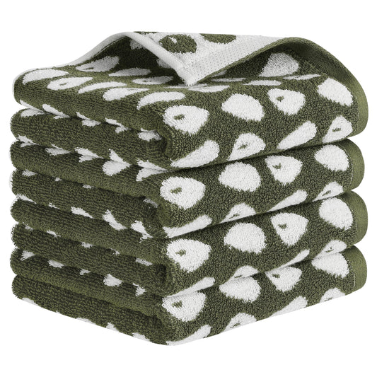 Unique Bargains Cute Cartoon Hand Towel Set Hand Towels for Kitchen, Bath Green 4-Piece