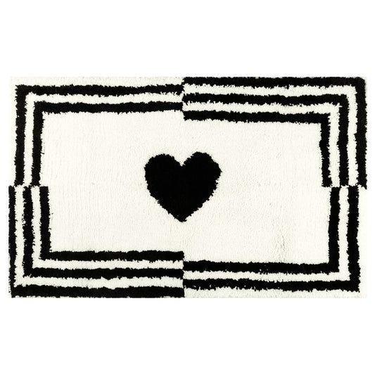 Unique Bargains Cute Heart Pattern Bath Rug Soft Non-Slip Bath Mat Absorbent Bath Carpet Beige 20" x 32"