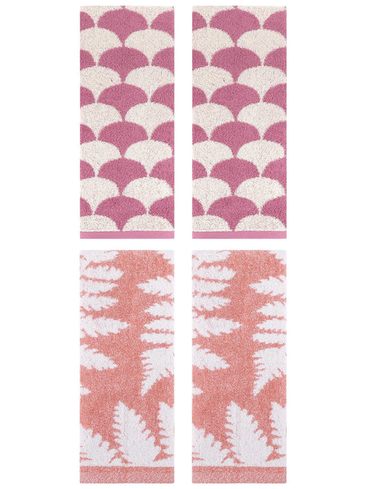 Unique Bargains Geometric Hand Towel 13" x 29" Pink