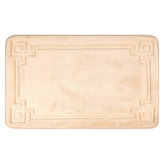 Unique Bargains Geometric Pattern Bath Mat Non-Slip Back Washable Bath Rug Khaki 20" x 32"