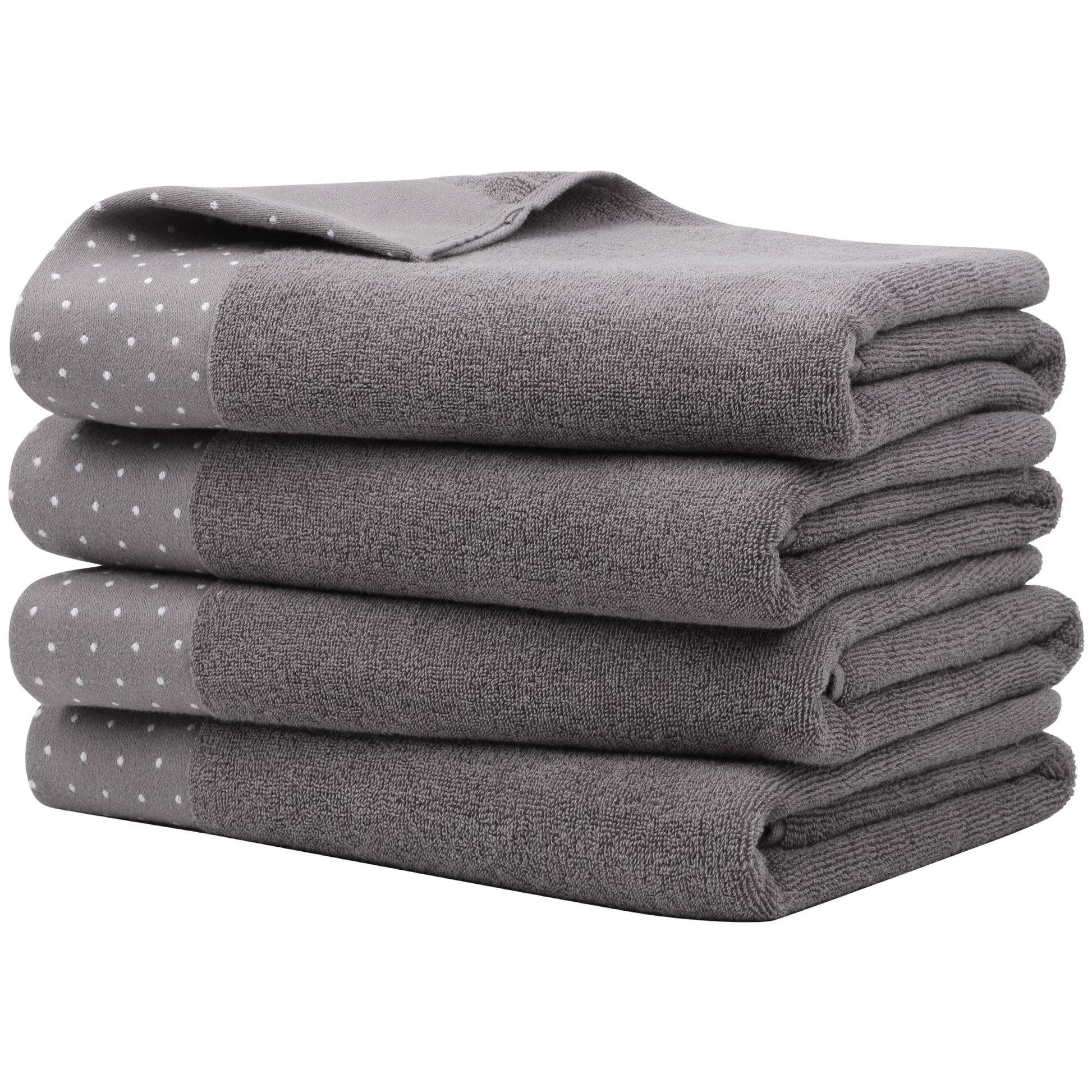Unique Bargains Hand Towel Set 27" x 54" Soft 100% Combed Cotton 600 GSM Luxury Towels 4 Taupe Gray