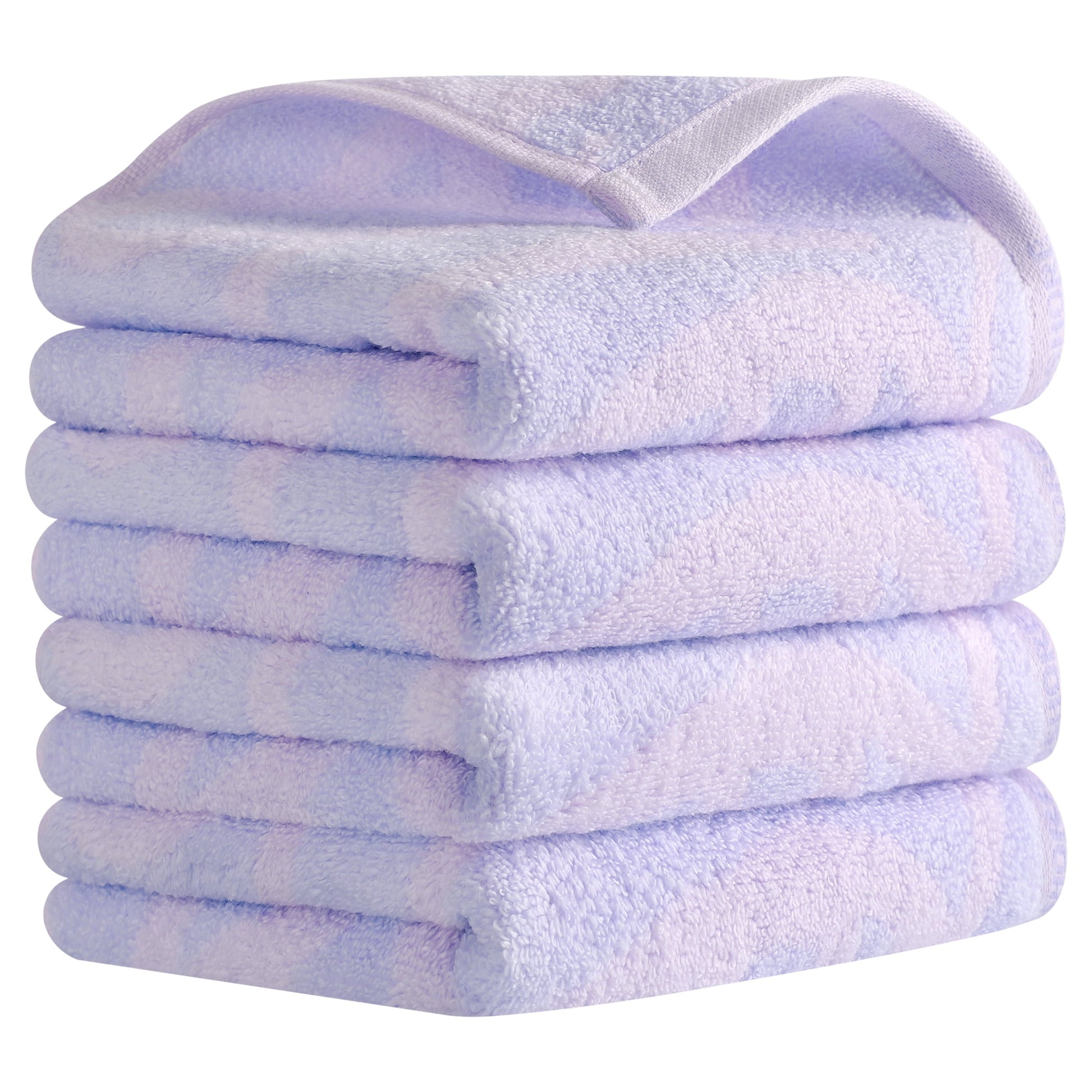 Unique Bargains Heart Love Pattern Hand Towels Pure Cotton Purple 4-Pieces