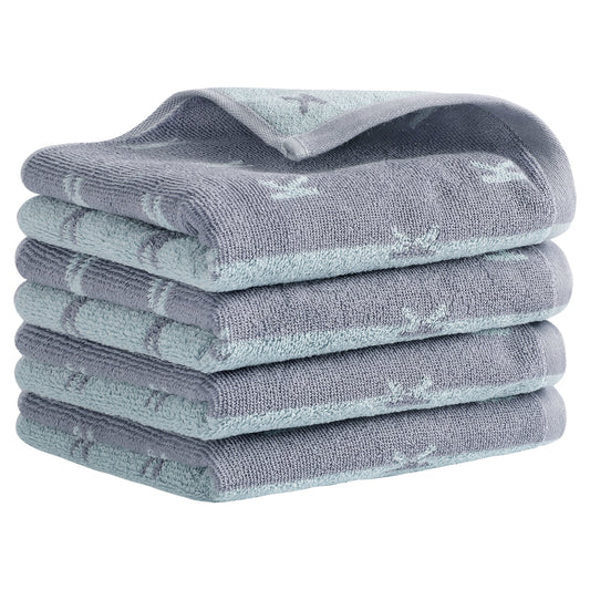 Unique Bargains Letter Patterns Soft Cotton Hand Towels for Bathroom Kitchen Blue 4-Piece