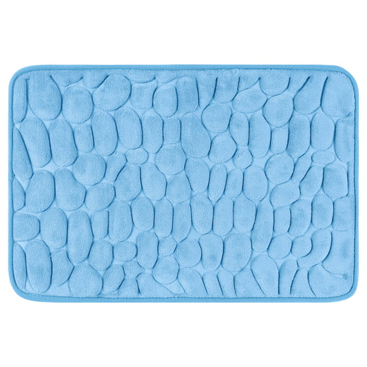 Unique Bargains Memory Foam Bathroom Rugs Soft Bath Mat Quick Dry Rug Light Blue 16"x24"