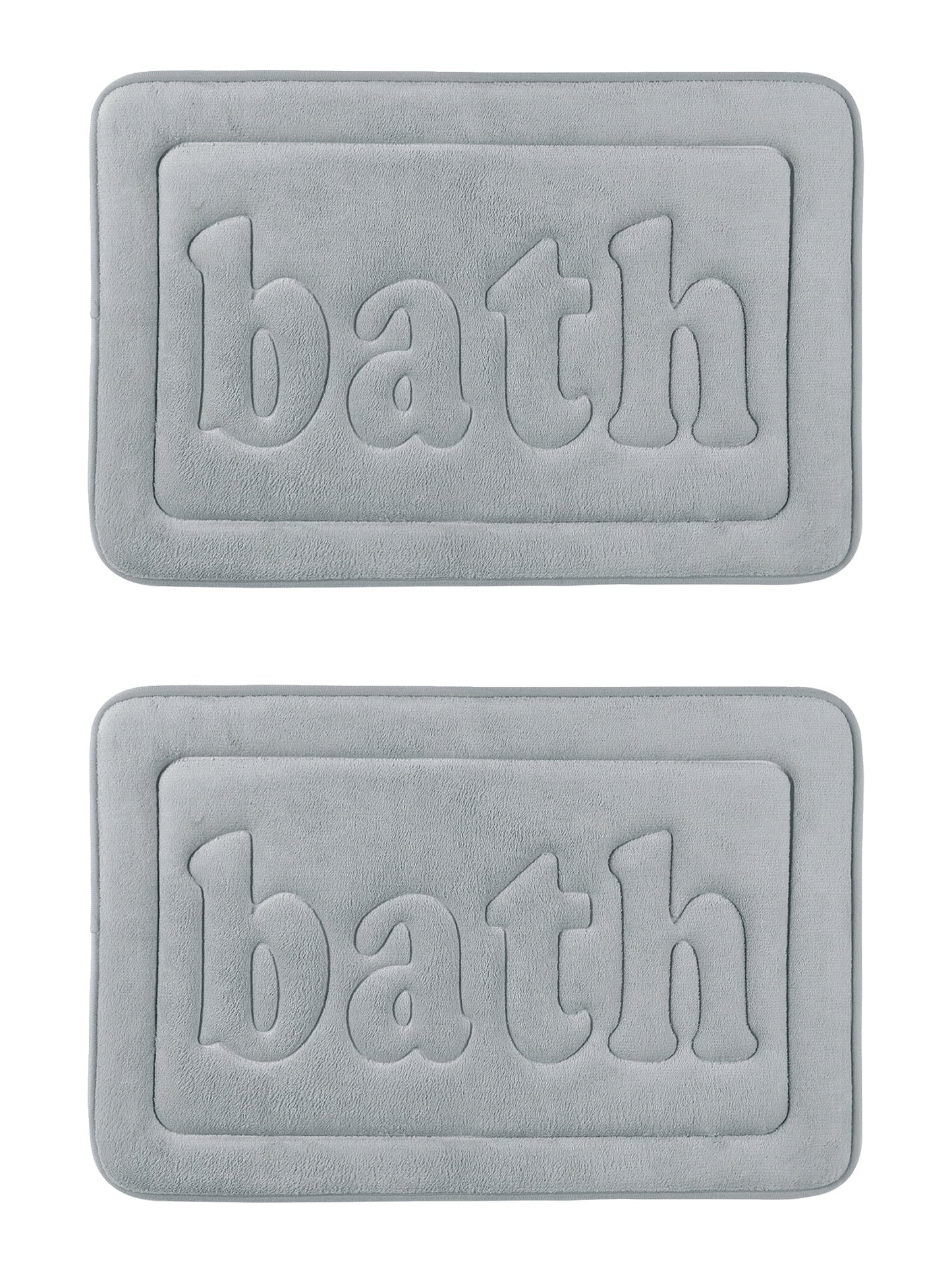 Unique Bargains Non Skid Memory Foam Bath Mats 2 Pcs Absorbent Quick Dry Bathroom Rugs Light Grey 16" x 24"