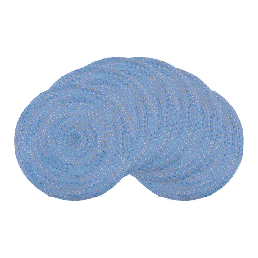 Unique Bargains Rustic Set of 6 Round Placemats for Dining Table Decor Blue
