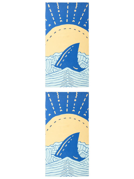 Unique Bargains Sand Free Soft Cartoon Beach Towel 2 Pack Navy Blue 63"x31"