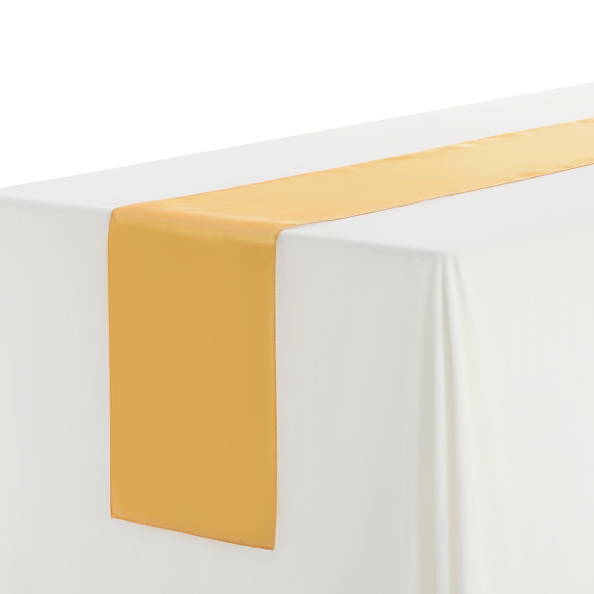 Unique Bargains Satin Silk Polyester Table Runners for Wedding Parties (10 Count) Beige 12"x108"