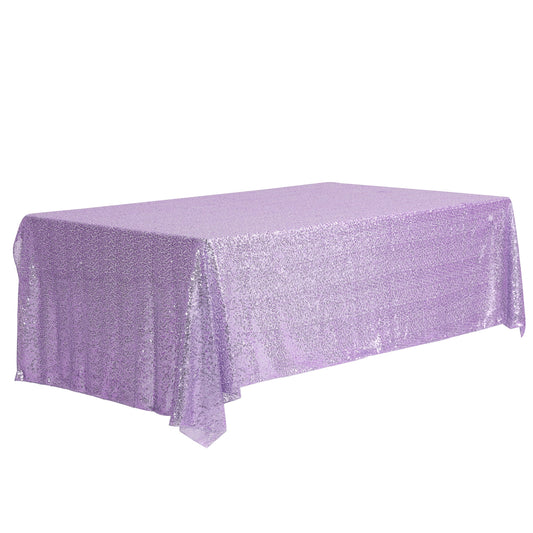 Unique Bargains Sequin Table Covers for Dining Room Parties or Dances Tablecloths Light Purple 47"x83"