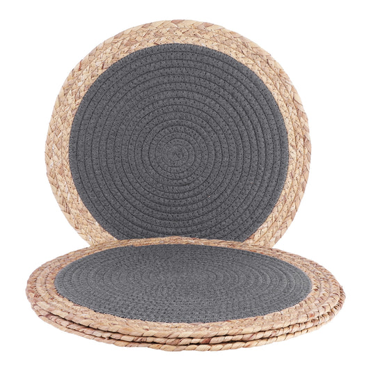 Unique Bargains Set of 4 Placemats for Dining Table Decor Table Mats Dark Gray 14x14in
