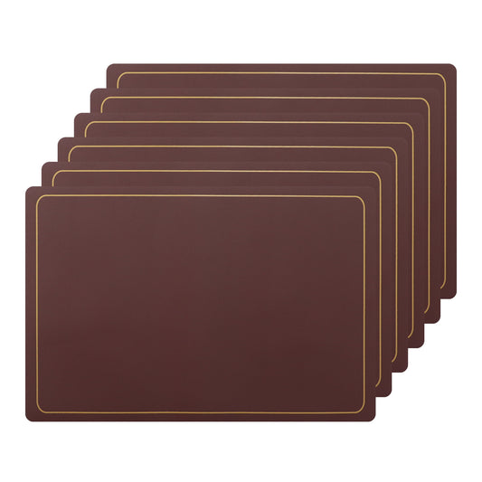Unique Bargains Set of 6 Heat Resistant Faux Leather Placemats for Kitchen Dining Room Wine Red