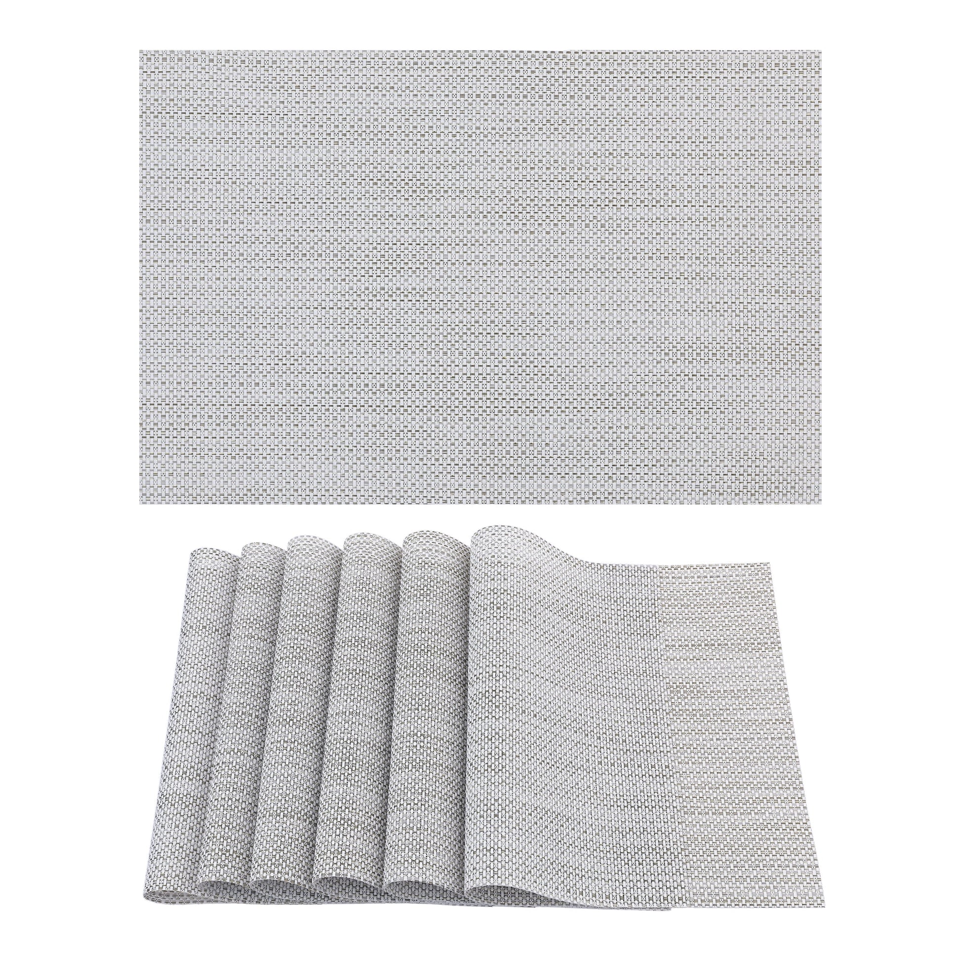 Unique Bargains Set of 6 Polyvinyl Chloride Solid Placemats Beige 18*12in