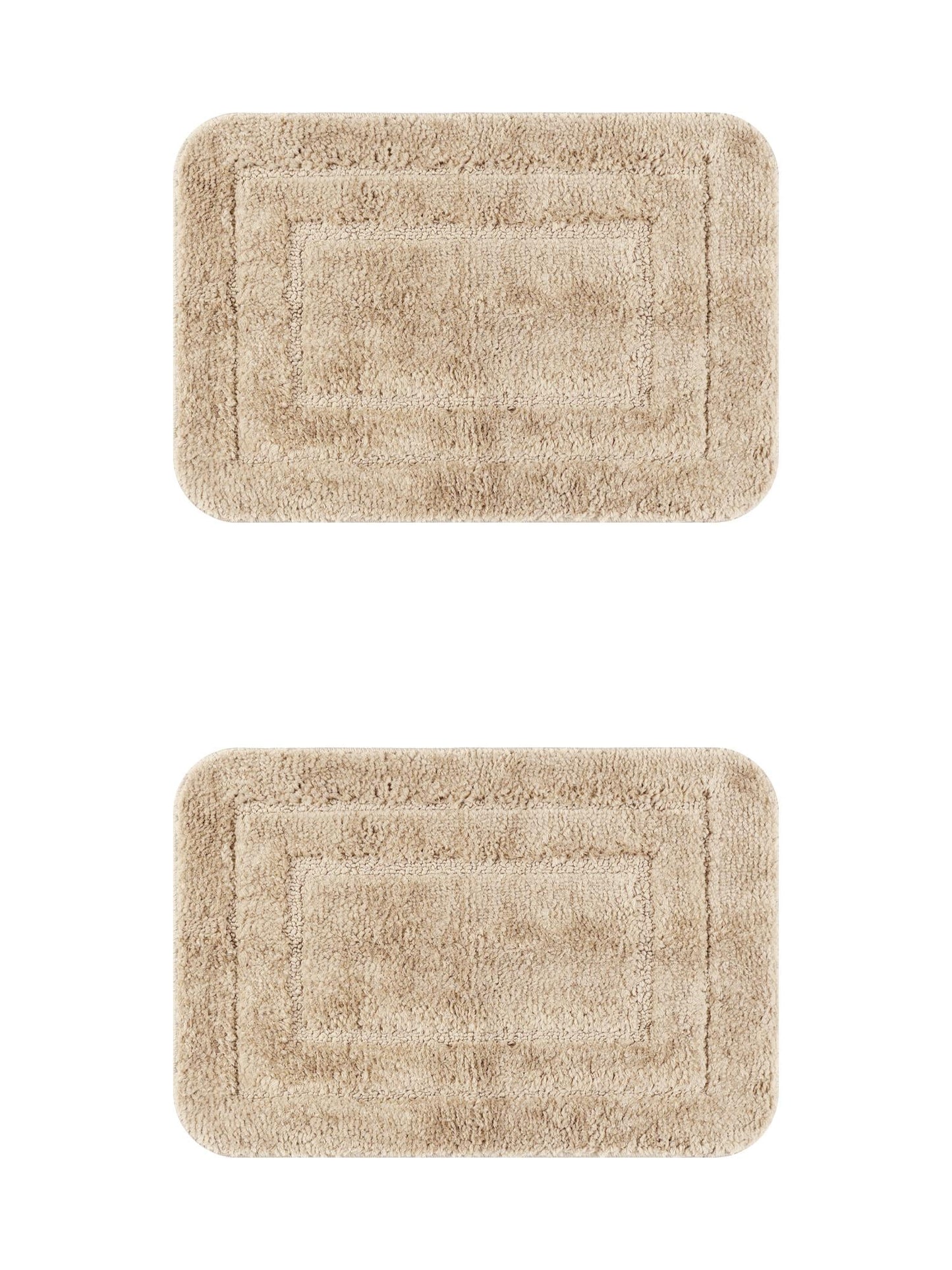 Unique Bargains Soft Absorbent Bath Mats 2 Pcs Non-Slip Plush Bathroom Rugs Khaki 20" x 32"