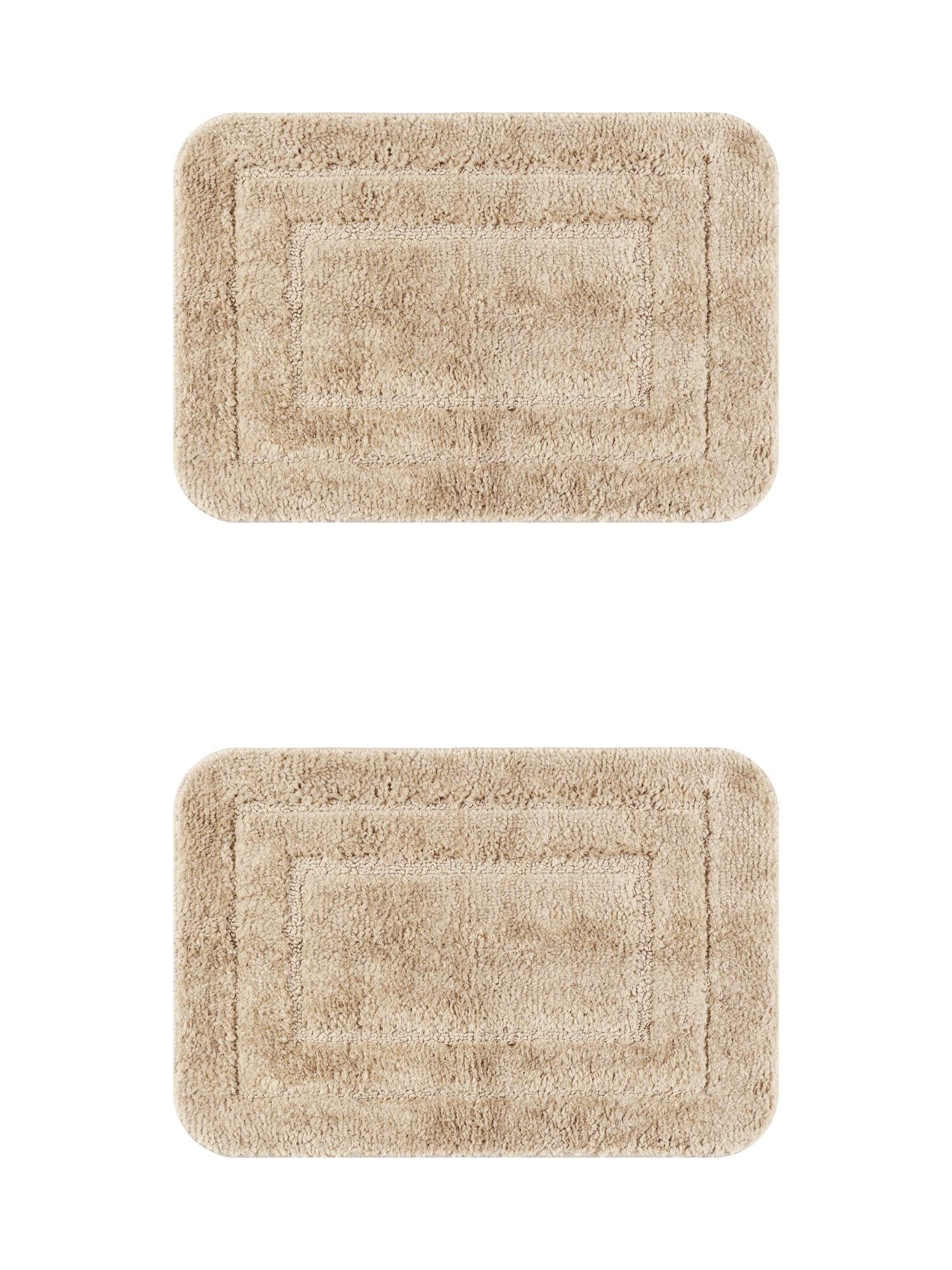 Unique Bargains Soft Absorbent Bath Mats 2 Pcs Non-Slip Plush Bathroom Rugs Khaki 20" x 32"