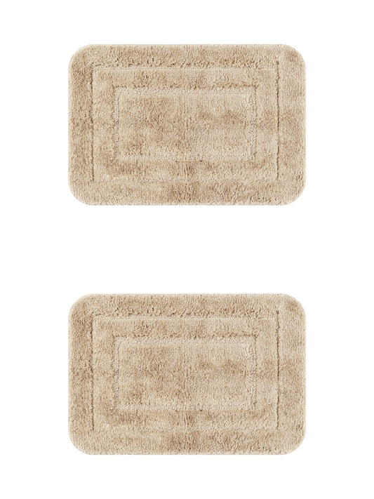 Unique Bargains Soft Absorbent Bath Mats 2 Pcs Non-Slip Plush Bathroom Rugs Khaki 20" x 32"