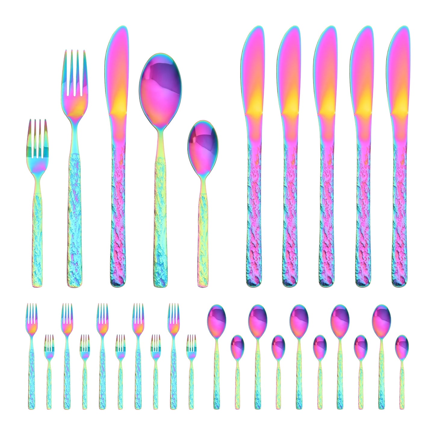 Unique Bargains Stainless Steel Mirror Polished Flatware Set for Kitchen Colorful 30pcs