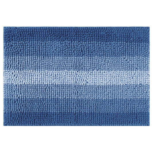 Unique Bargains Striped Bathroom Rugs Non-Slip Bath Carpet Bath Mats Navy Blue-2 20"x32"