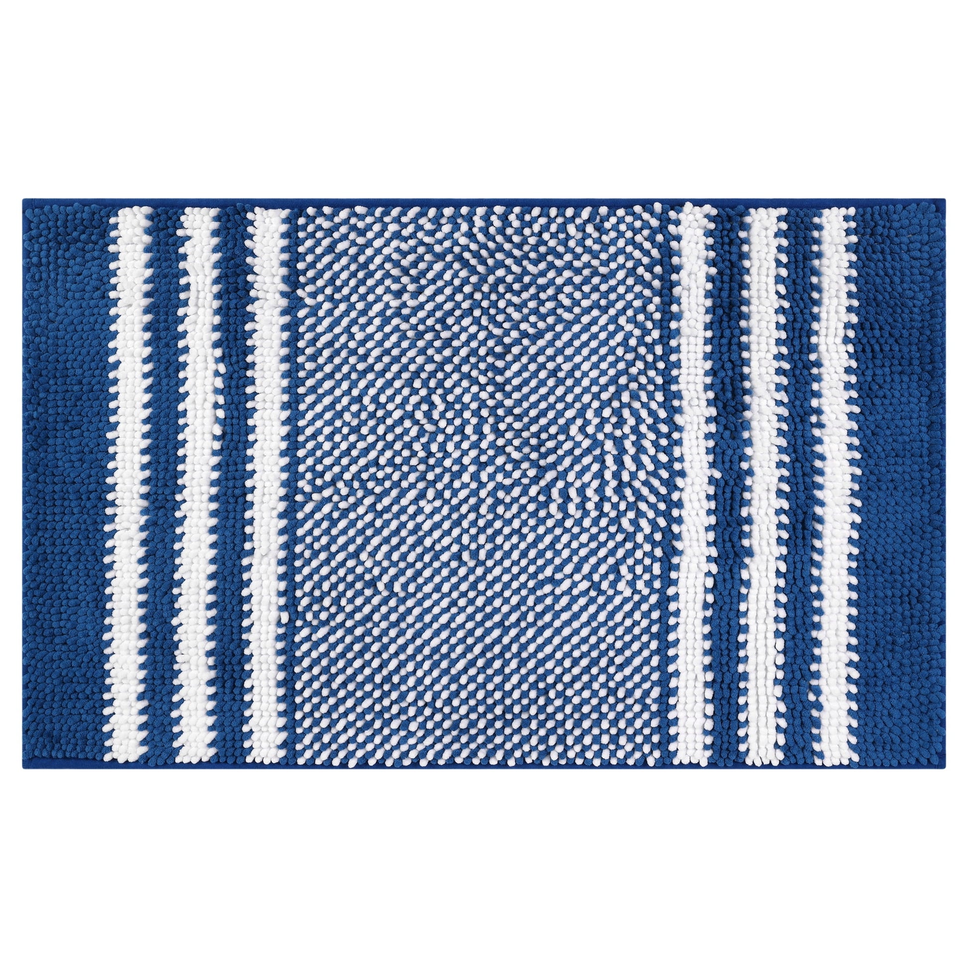 Unique Bargains Striped Chenille Bathroom Rug with Edges Non-Slip Bathroom Floor Mat Dark Gray 20" x 32"