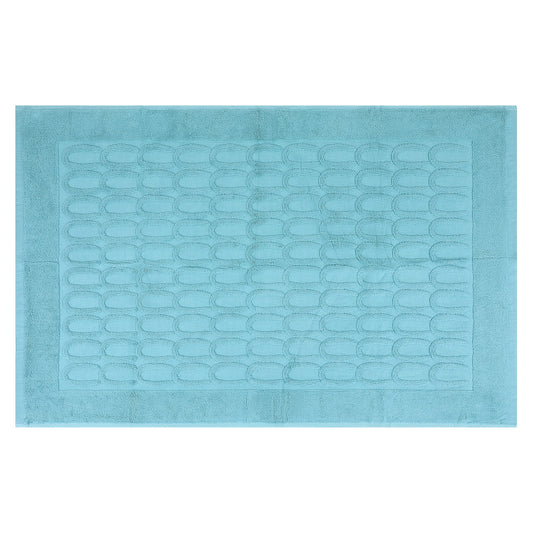 Unique Bargains Washable Textured Cotton Bath Rug Water Absorbent Mat Light Blue 20" x 32"