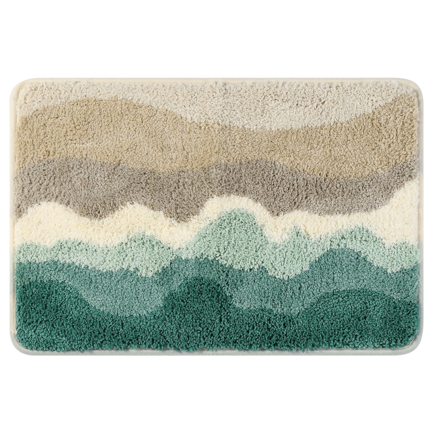 Unique Bargains Wavy Stripes Bathroom Rug Absorbent Bath Rug Non-Slip Bath Mats Multicolor 16" x 24"