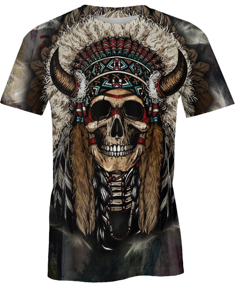 Unique Native Skull All Over Print T Shirt