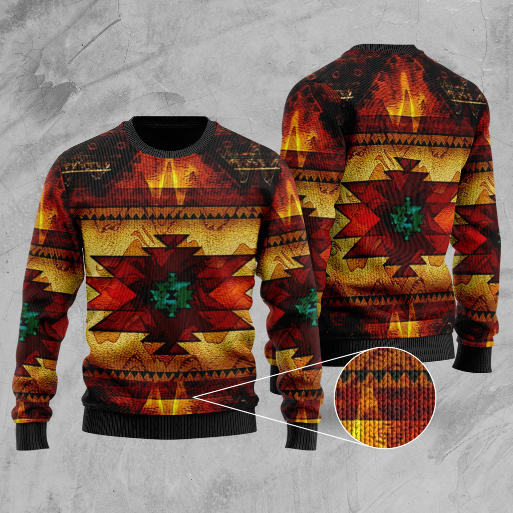 United Tribes Brown Design Native American Sweater NT-United Tribe Sweater-0