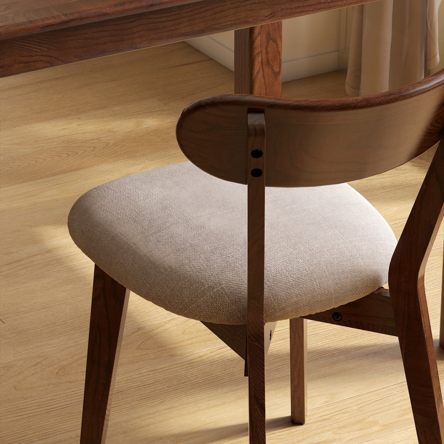 Upholstered Dining Chairs,  Solid FAS Grade North American Oak, 100% Natural Dirt-Free Hardwood, Comfortable Wooden Chairs for Dining Table or Living Room, Walnut + Fog Gray