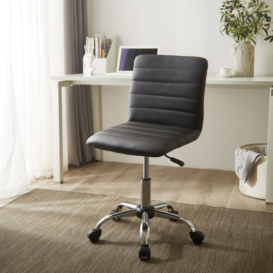 Urban Shop Black Faux Leather Mid Back Adjustable Office Task Chair
