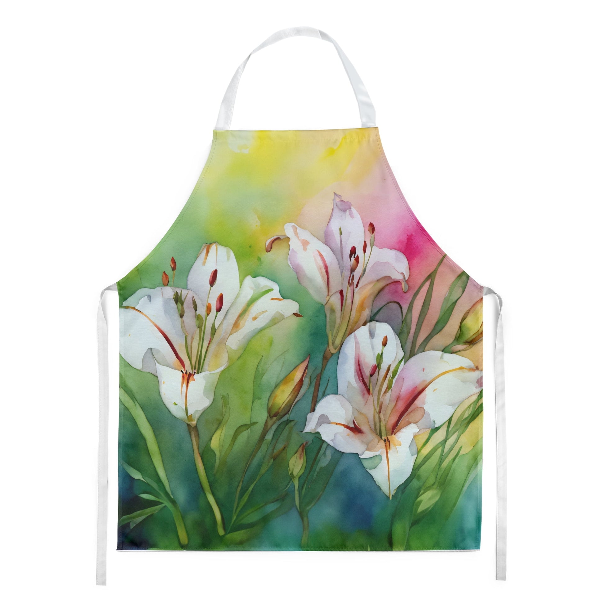 Utah Sego Lilies in Watercolor Apron 27 in x 30 in