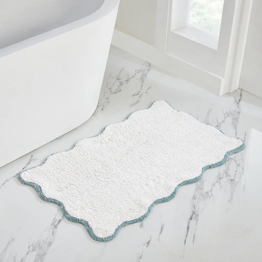 VCNY Home Scallop Aqua Cotton Bath Rug, 21" x 34"