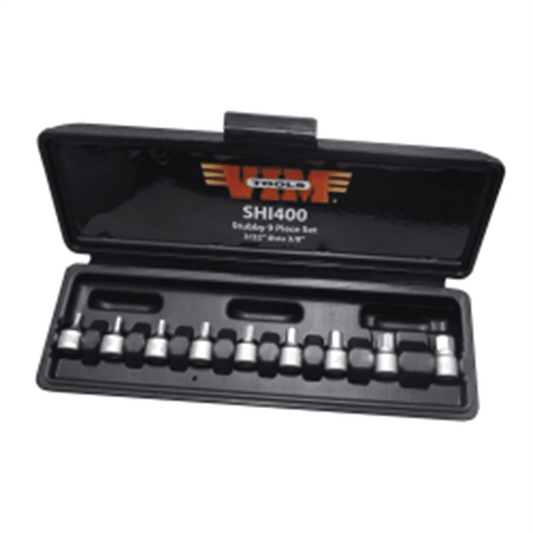 Vim SHI400 9 Piece 1/4" Drive SAE 3/32" - 3/8" Stubby Hex Bit Set