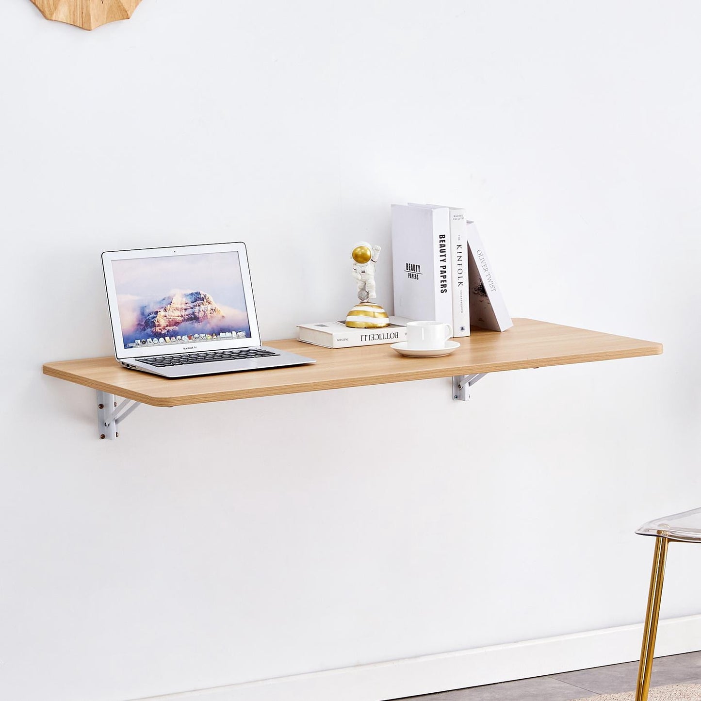 Wall Mounted Folding Table,Fold Down Desk,Workbench for Small Spaces,Home Office,Laundry Room,Wood