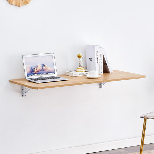 Wall Mounted Folding Table,Fold Down Desk,Workbench for Small Spaces,Home Office,Laundry Room,Wood