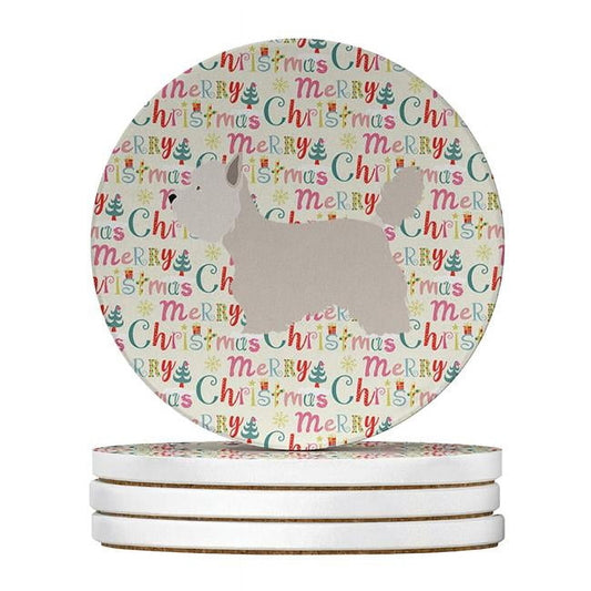 Westie Merry Christmas Large Sandstone Coasters Pack of 4 4 in x 4 in