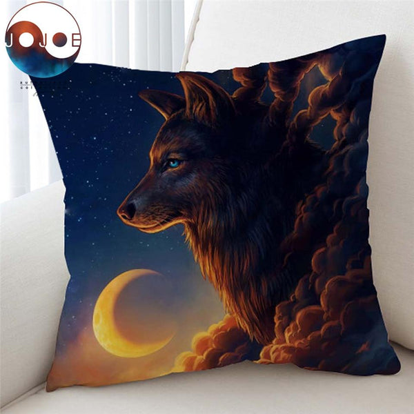 Wolf And The New Moon Native American Pillow Cover