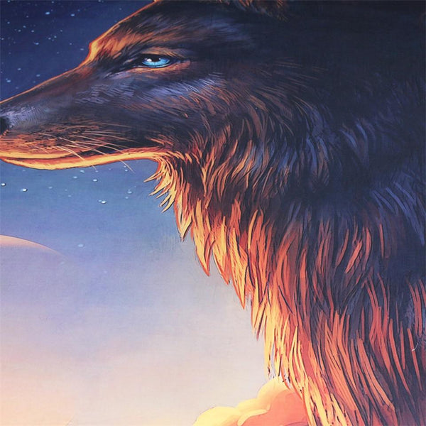 Wolf And The New Moon Native American Pillow Cover