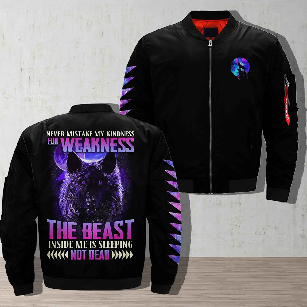 Wolves At The Door Never Mistake My Kindness For Weakness The Beast Bomber Jacket Native