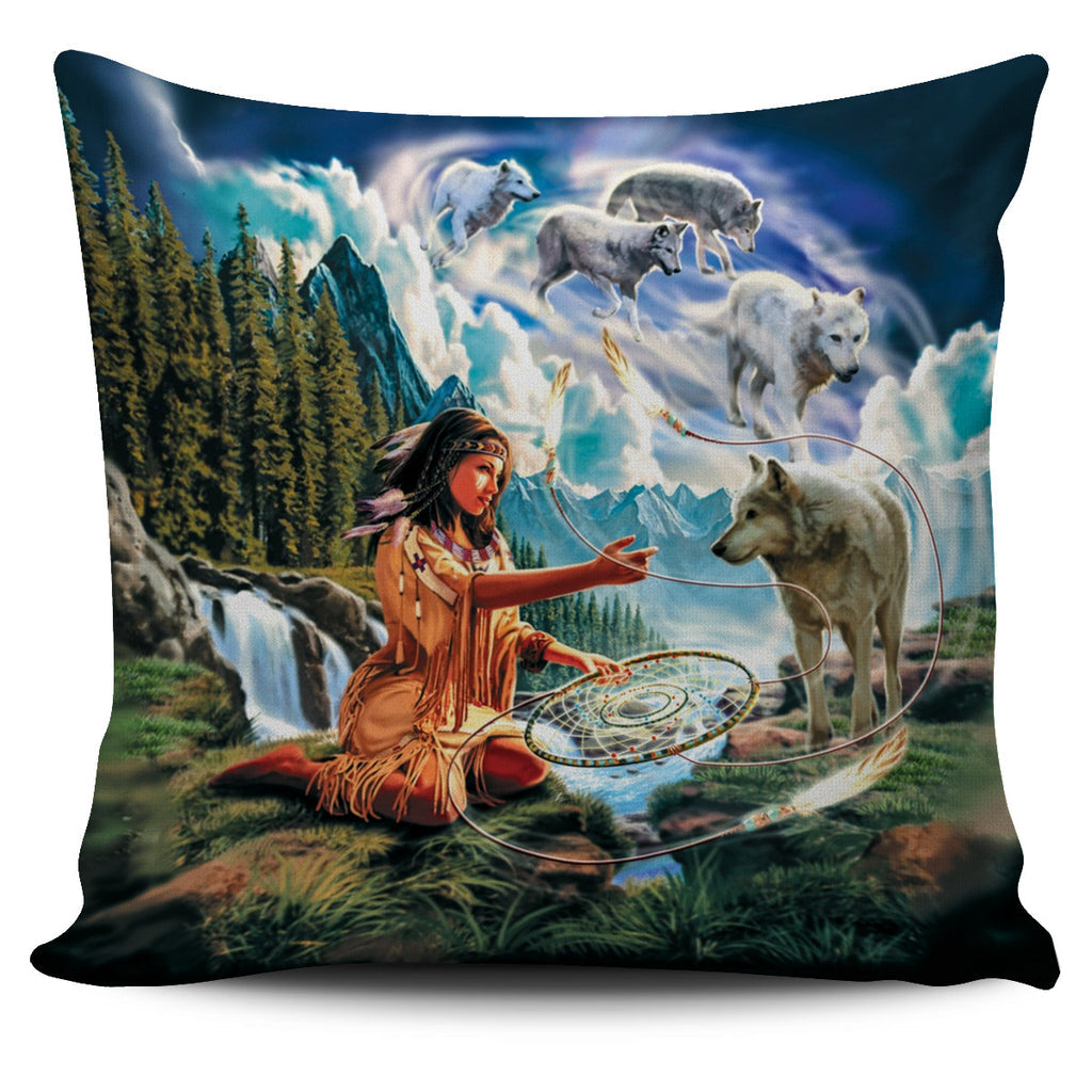 Wolves &amp Native Women Native American Pillow Covers