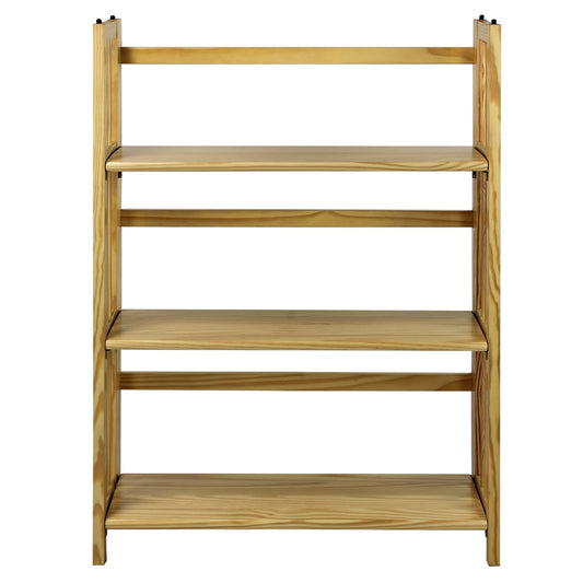3-Shelf Folding Stackable Bookcase 27.5" Wide-Natu