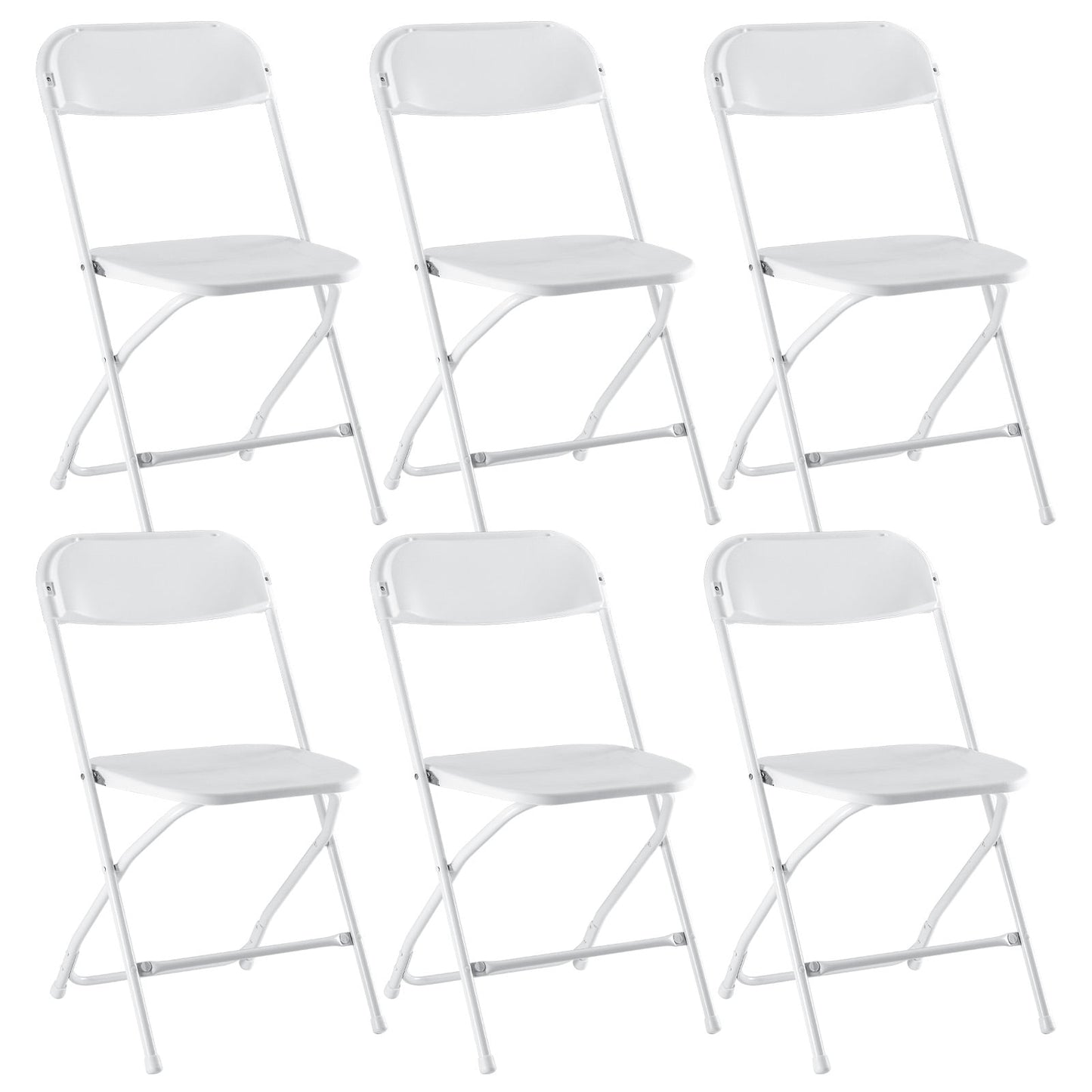 ZUNMOS Plastic Folding Chairs for Parties and Weddings, Stackable Commercial Event Seating, Static Load Capacity 330 lbs, Set of 6, White