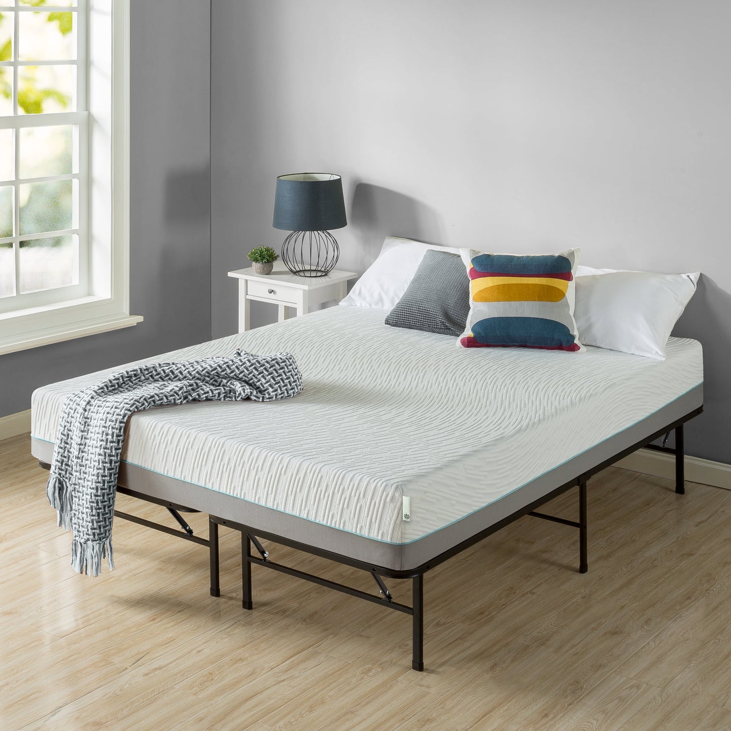 Zinus 14" Metal SmartBase Tool-Free Assembly Bed Frame, No Box Spring Required, Full